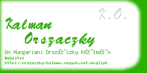 kalman orszaczky business card